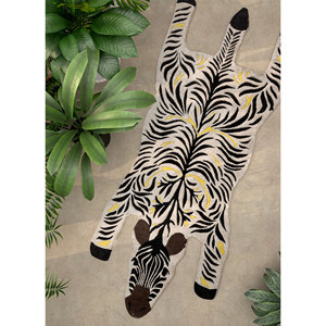 Tapis en laine et viscose tuftés à la main Wild Wanderlust, imprimés abstraits d'animaux et de diamants, couleur ivoire, design rectangulaire pour couloir, pour la maison - Tra-15107 - Product Image 5