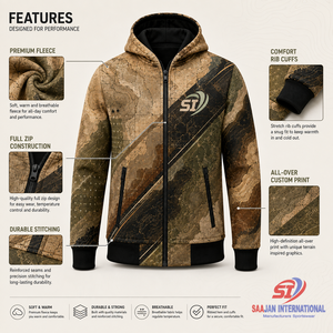 Sweat à capuche zippé coupe-vent 3D en molleton 100 % coton imprimé sur mesure, motif terrain désertique, streetwear, vente en gros, OEM ODM - Product Image 5