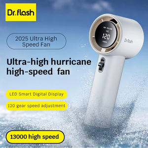 Ventilador de Mano Dr Flash, Recargable por <span class=keywords><strong>USB</strong></span>, Alta Velocidad, Batería de Larga Duración, Mini Motor sin Escobillas, Pantalla LED Digital, Plegable, para Auto y Hotel - Product Image 2