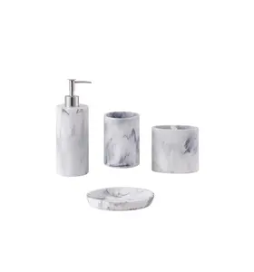 Top selling marble bathroom set home decorate new design marble bathroom accessories 4 piece best price