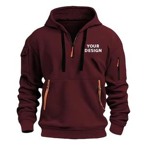 Sudadera con Capucha Deportiva para Hombre, Estilo Europeo, con Bolsillo en el Brazo con Cremallera, Corte Regular, Informal, Lisa, Otoñal, Personaliza tu Logotipo - Product Image 4