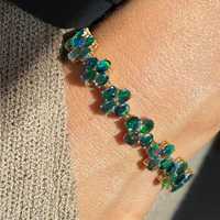 Bracelet tennis de luxe floral en opale noire éthiopienne Multifire, en argent sterling 925 plaqué or 14 carats, certifié GIA