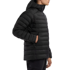 Veste d'hiver classique à col montant, imperméable, coupe-vent, matelassée épaisse, longue, avec logo sur le devant, manteau chaud et portable pour l'hiver - Product Image 2
