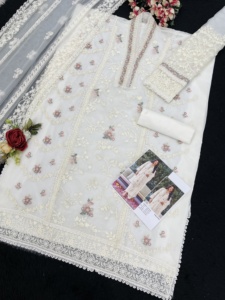 Direct Factory Pakistani suits with Embroidery Sequence Work With Moti & Hand Work for Wholesale <b>Supply</b> - Product Image 4