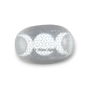 Nueva llegada cristales curativos piedra artesanal grabado Triple Luna en piedras de Palma de selenita DE LA India - Product Image 1