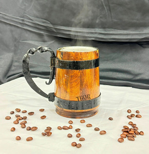 Vintage Imitative Wood Beer <b>Mug</b> Medieval Retro Viking Stainless Steel Coffee Cup Stein Tankard 17oz/<b>500ML</b> Cup <b>Mug</b> Unique Gift - Product Image 2