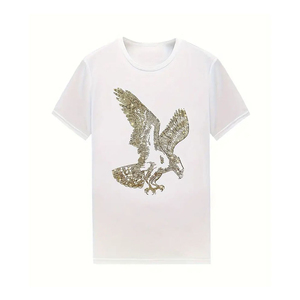 เสื้อยืดผู้ชายทรงปกติ ผ้าฝ้ายแท้ 100% สีพื้น ประดับเพชรด้านหน้า พิมพ์ลายตามสั่ง ระบายอากาศได้ดี แห้งเร็ว น้ำหนักเบา - Product Image 1