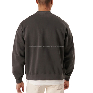 Nueva sudadera de invierno de algodón Relax Fit al por mayor, Sudadera de cuello redondo con logotipo bordado en relieve con impresión personalizada para hombres - Product Image 2