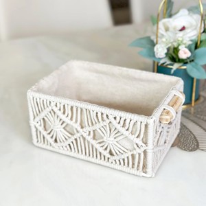 Paniers de rangement en macramé pour maisons modernes | Organisateur de comptoir décoratif tissé à la main Boho pour la maison et le bureau - Product Image 4
