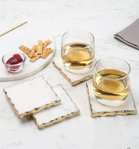 Luxury <b>White</b> Stone <b>Coaster</b> with Gold Edge For Table Decor & Promotion Gift at Reasonable Price - Product Image 4