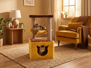 CozyCat Classic - Casa Torre de 3 Niveles con Hamaca de Yute y Postes Rascadores - Product Image 2