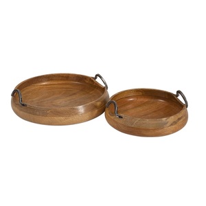 Bandeja de servicio de madera rústica de cocina personalizada con asas de metal, bandejas decorativas blancas anidadas para mesa de centro - Product Image 6