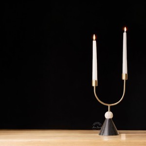 New Design Aluminum Candle Holder with <b>Gold</b> Finished and Marble Base Great Quality Use for Home and Restaurant Tabletop Decor - Product Image 1