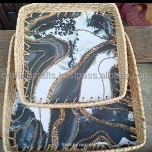 โถถาดกลม MDF ขัดเงาพร้อมพิมพ์ pichwai ของตกแต่งบ้านของขวัญคืนพิมพ์ลายเคลือบสำหรับงานแต่งงานขึ้นบ้านใหม่หรือ Diwali - Product Image 6