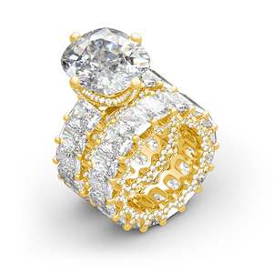 Jeulia Cushion Cut Three-Sided Pave Sterling <b>Silver</b> Eternity <b>Ring</b> <b>Set</b> - Product Image 2