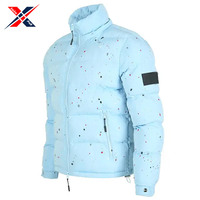 Veste matelassée à col montant en toile polyester/nylon pour homme avec logo personnalisé, grande taille, style streetwear, imperméable et coupe-vent, 300g