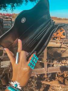 Portefeuille et pochette en cuir véritable tendance 2025 pour femmes, fermeture éclair à pompon, style western vintage bohème - Product Image 5