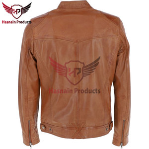 Premium Tan Hartside Leather Biker Jacket para hombres Elegante High Street Motocicleta Prendas de abrigo Artesanía superior Timeless - Product Image 3