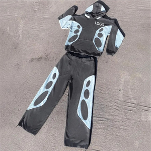 Custom Sweat suit Manufacturer <b>Pullover</b> Jogger Set Color Block 100% Cotton Fleece Sweat Pant Tracksuits for <b>Men</b> OEM Service - Product Image 6