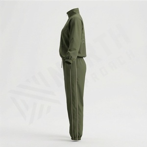 Conjuntos Deportivos de Invierno para Mujer, Chaqueta Cortavientos con Capucha, Cierre Frontal con Cremallera, Cintura Elástica, Alta Calidad, Resistentes al Viento, para Gimnasio - Product Image 3