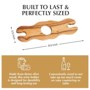 High Quality <b>Wine</b> <b>Holder</b> Handmade Olive Wood Bottle And <b>Glasses</b> Rack Elegant Bow Shape - Product Image 3