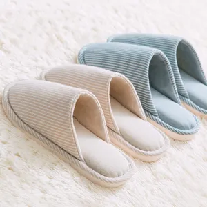 Close Toed Warm Cozy House Cotton Slippers Soft Pvc Bottom Non-slip Winter Home Indoor Slippers