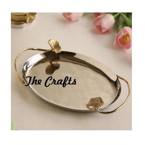 Plateau de service de conception de feuille pour le plateau de chocolat de dessert de nourriture en plateau de service de hotelware d'acier inoxydable à bas taux - Product Image 2