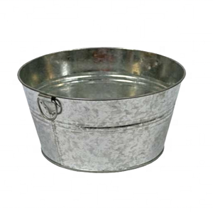 Hot Sale Latest Metal Iron Galvanized Outdoor Garden Decoration <b>Large</b> Round Shape Bucket Planters With Handle Made in India . - Product Image 3