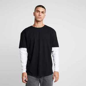 Streetwear Vintage Cropped Style Oversized Fit Screen Printed <b>Men's</b> T-Shirts Boxy Double Layer <b>Long</b> Sleeve T Shirts for <b>Men</b> - Product Image 4