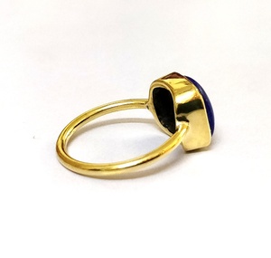 Anillo de Compromiso Unisex de Alta Gama, Clásico, con Bisel de Latón y Piedra Preciosa de Lapislázuli Natural, para Aniversarios o Regalos - Product Image 2