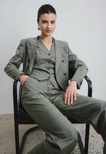 Blazer elegante con botones bordados de doble botonadura para mujer, colección de ensueño de verano de alta calidad, Material no tejido en Color Oliva - Product Image 4