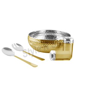 Tazón de mezcla de acero inoxidable al por mayor Premium Z y juego de servidor de ensalada en diseño de sal y pimienta - Product Image 1