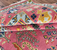 Tapis Oushak de luxe moderne fait à la main rose 100% Nouvelle-Zélande Laine Coupe Pile Coton Tapis Abstrait Arbre Design pour Salon