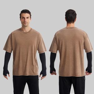 Vente en gros 100% coton polaire respirant écologique séchage rapide coupe ample manches courtes vintage délavé grande taille t-shirts pour hommes - Product Image 3