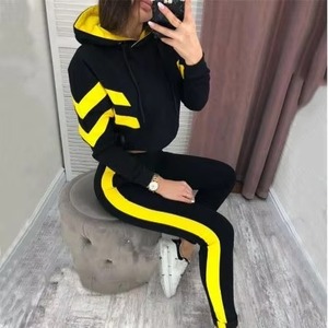 Ensemble deux pièces Automne Street-wear Survêtements pour femmes Ensemble 2 pièces personnalisé Survêtement pour femmes Sweat à capuche à manches longues Sports élastiques - Product Image 3