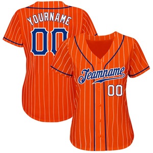 Maillot de baseball authentique personnalisé à fines rayures orange blanc royal - Product Image 2