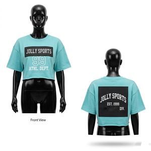 Camiseta Corta para Mujer, 180 GSM, Algodón Premium, Diseño de Rayas en las Mangas, Impresión de Logotipo Personalizado, Transpirable - Product Image 3