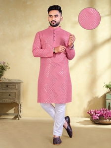 Pyjama Kurta en tissu de coton doux à manches longues pour hommes, à la demande, pour les fêtes décontractées, de fournisseur indien, à prix de gros - Product Image 2