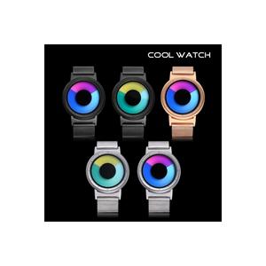 -Cassa d'argento-orologio da polso Unisex con schermo verde giallo con cinturino in argento Cool Galaxy Mix - Product Image 3