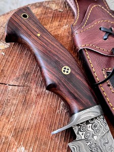 Wholesale 10" Trending Hot Selling OEM Cheap Low Price Handmade Damascus Kitchen Usage <b>Rat</b> Tail Tang Wooden Handle Knife - Product Image 5