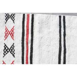 Vintage 1.9x8.5 ft <b>Rug</b>, <b>Runner</b> Turkish <b>Rug</b>, White Abstract Wool <b>Rug</b> - Product Image 4