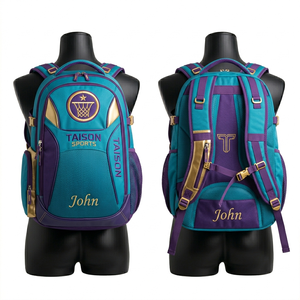 Women Basketball Sports Bag 600D Polyester 300 GSM Durable Red White Panel Design Custom Embroidery Print Logo <b>Backpack</b> - Product Image 3