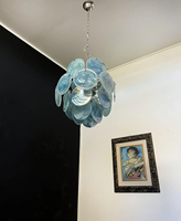 Lustre italien vintage de Murano en verre bleu pour salle à manger et foyer