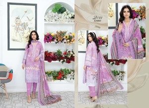 Femmes élégantes grande taille Kameez Shalwar brodé coton/pelouse Salwar Kameez pour l'été chandails pour femmes - Product Image 2