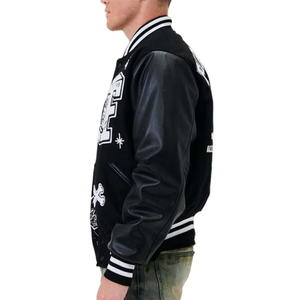 Chaquetas universitarias bordadas para hombre con manga de cuero genuino 100% disponibles en todos los tamaños y colores - Product Image 6