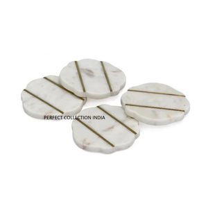Juego de posavasos de té de mármol sólido de diseño clásico/juego de posavasos de taza de tamaño personalizado de forma redonda/fabricado por Perfect Collection India - Product Image 1