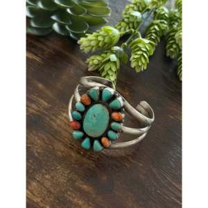 Sheila Becenti Fashion Cuff Bracelet Multi-Strone and Sterling Silver Design - Product Image 3