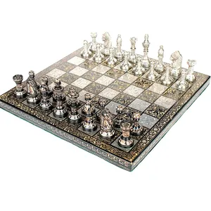 Ensemble de jeu d'échecs 2x12 pièces en laiton de qualité supérieure à collectionner