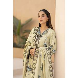 Conjunto de Traje de 3 Piezas para Mujer BRANDSINN Bic-0127, Camisa Bordada con Estampado Karandi, Pantalones con Estampado Karandi, Chal con Estampado Karandi - Product Image 4