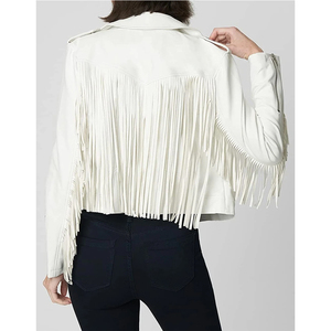 Veste courte vintage bohème pour femme bleu ciel en cuir suédé à franges et pompon à manches longues manteau à revers ouvert sur le devant respirant automne - Product Image 2